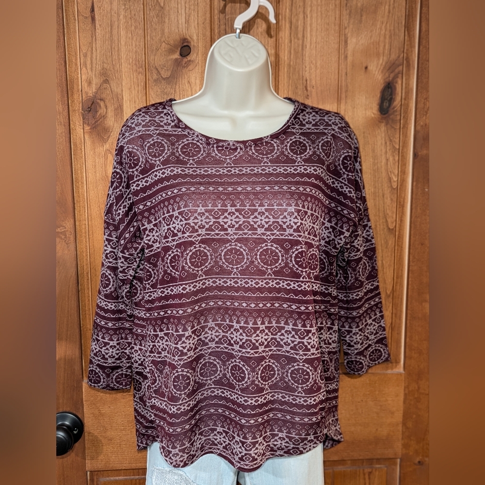 New Look Burgundy Patterned‎ Blouse